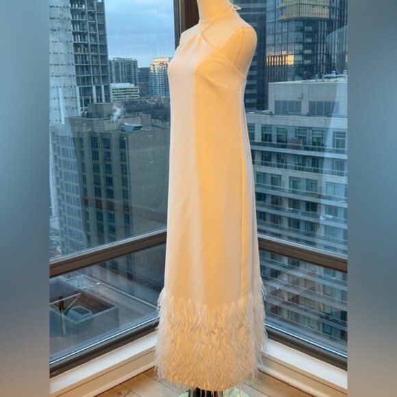 🆕 ALEXIS 🧿 NWOT Izzie Feather Trimmed Maxi Dress, White, Sz M - Picture 6 of 16